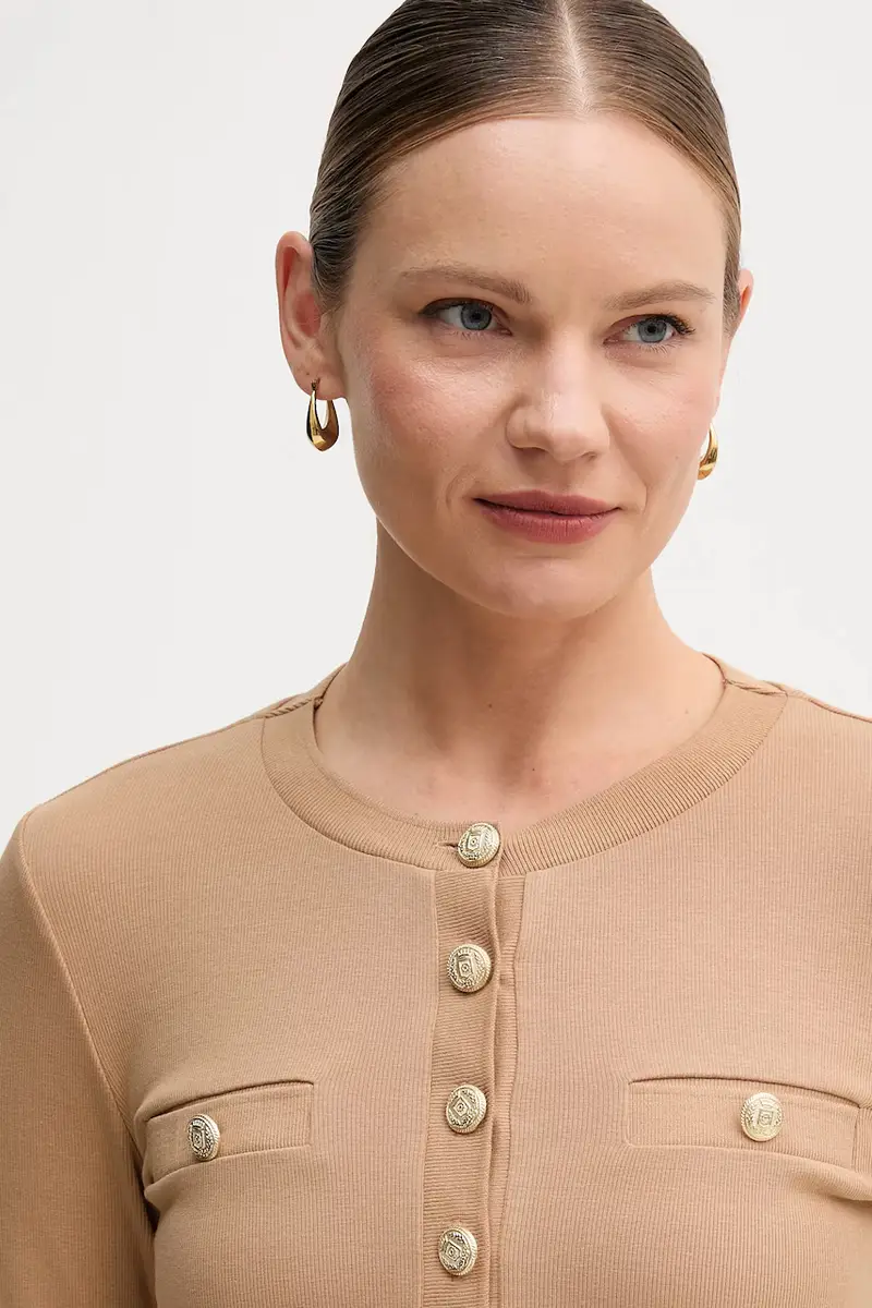 camicia a maniche lunghe colore beige 7705-7001-73918 miniatura 4