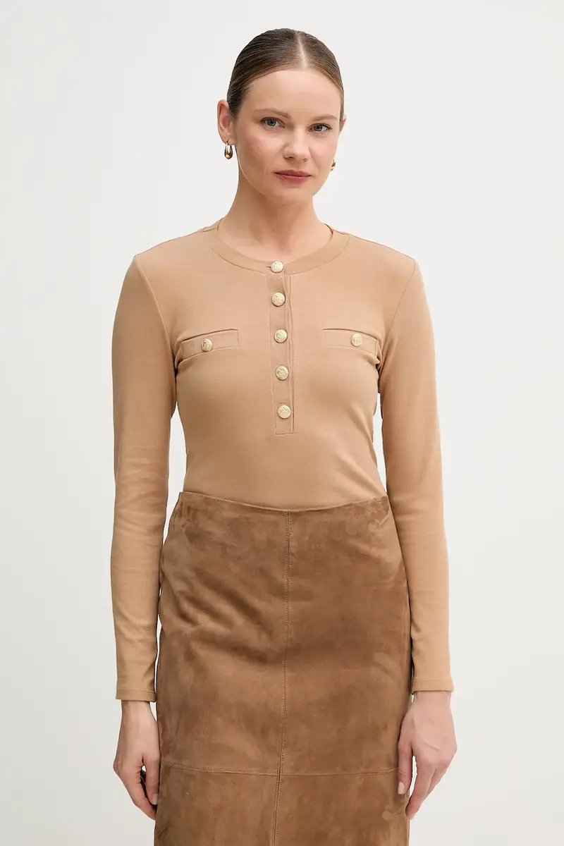 camicia a maniche lunghe colore beige 7705-7001-73918