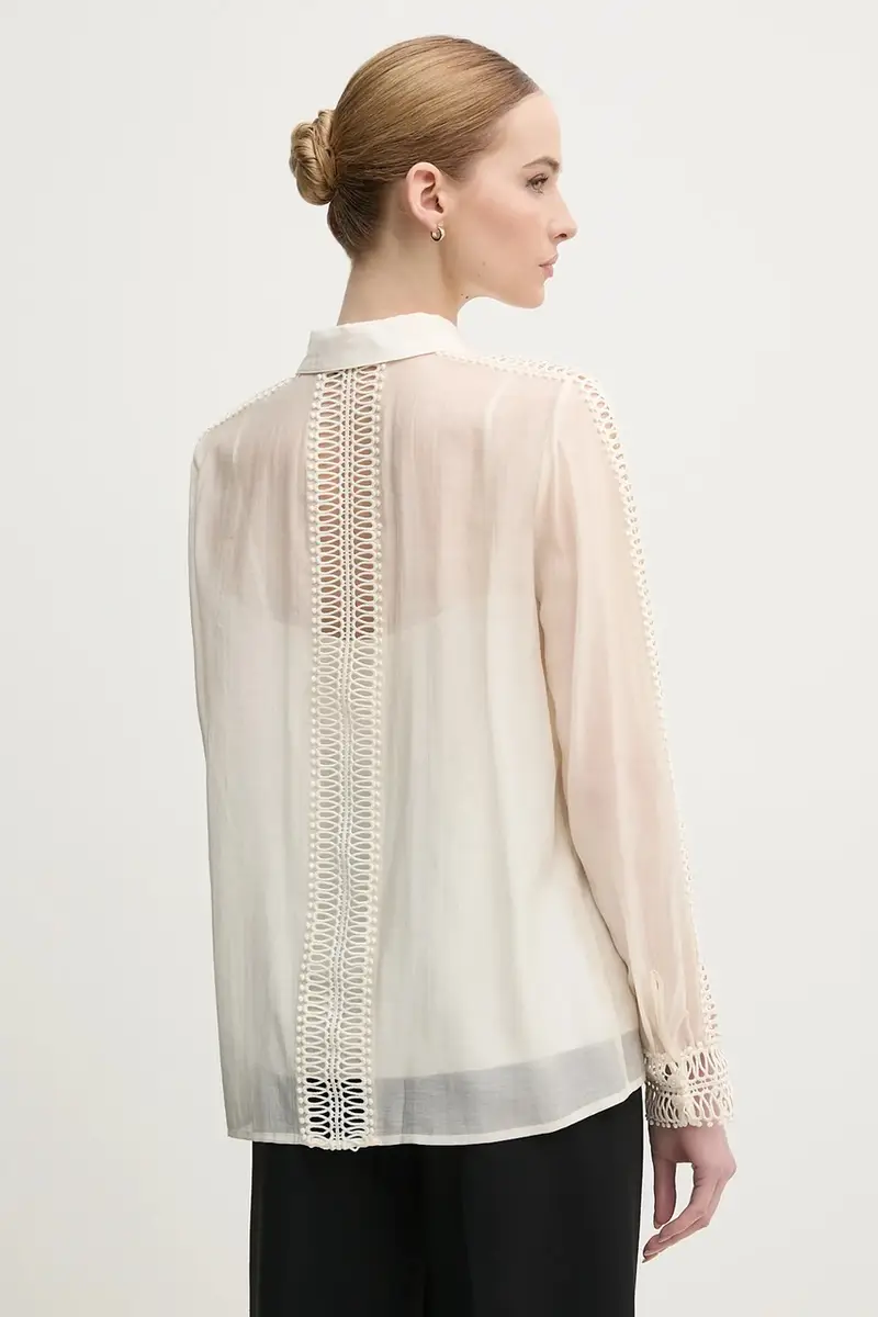 camicia donna colore beige 6285-1010-93403 miniatura 3