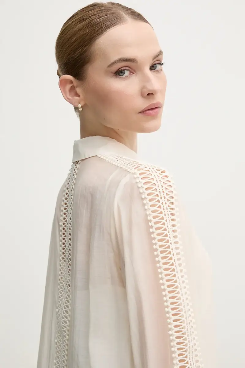 camicia donna colore beige 6285-1010-93403 miniatura 4