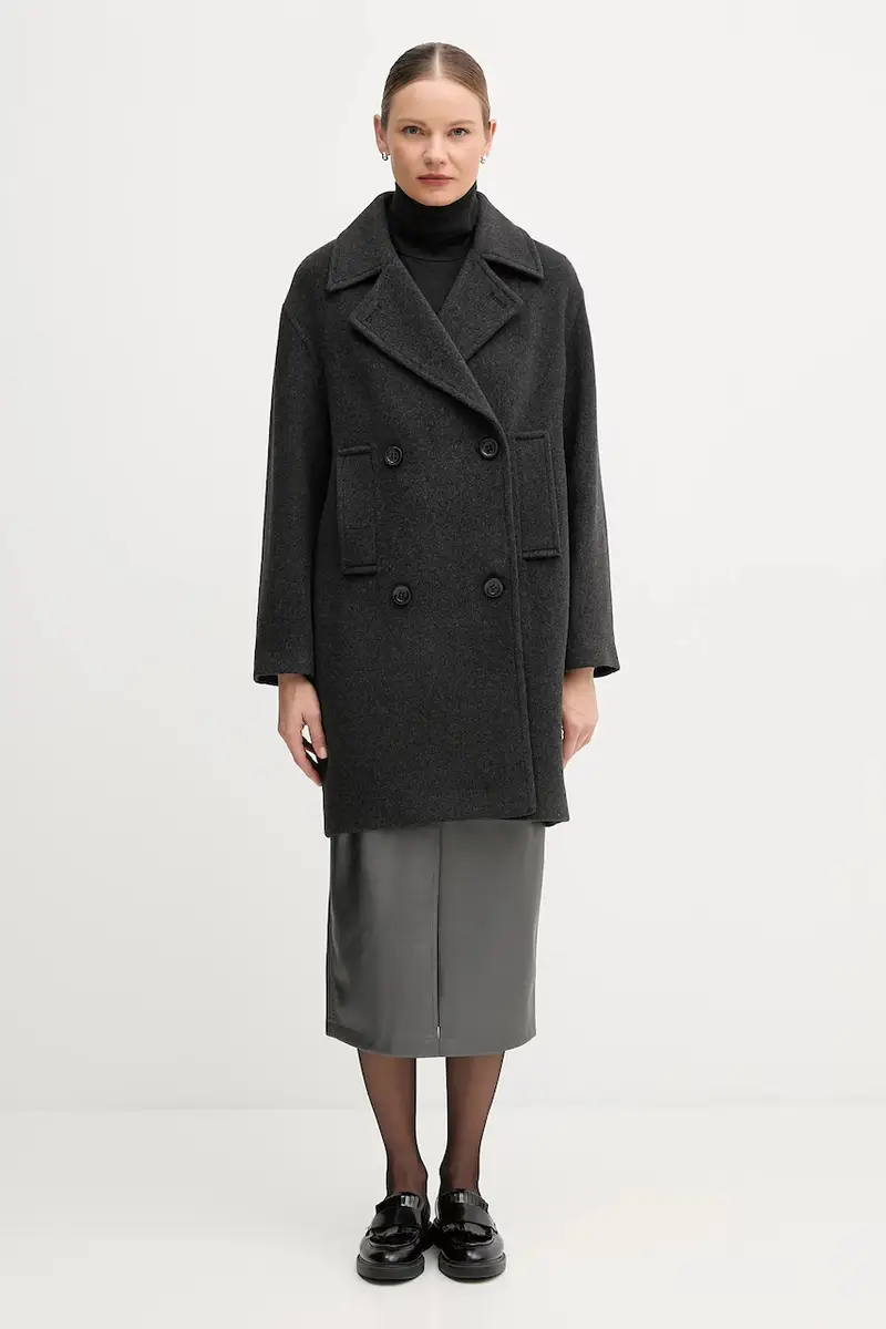 cappotto con lana colore grigio 5025-1020-24808 miniatura 2