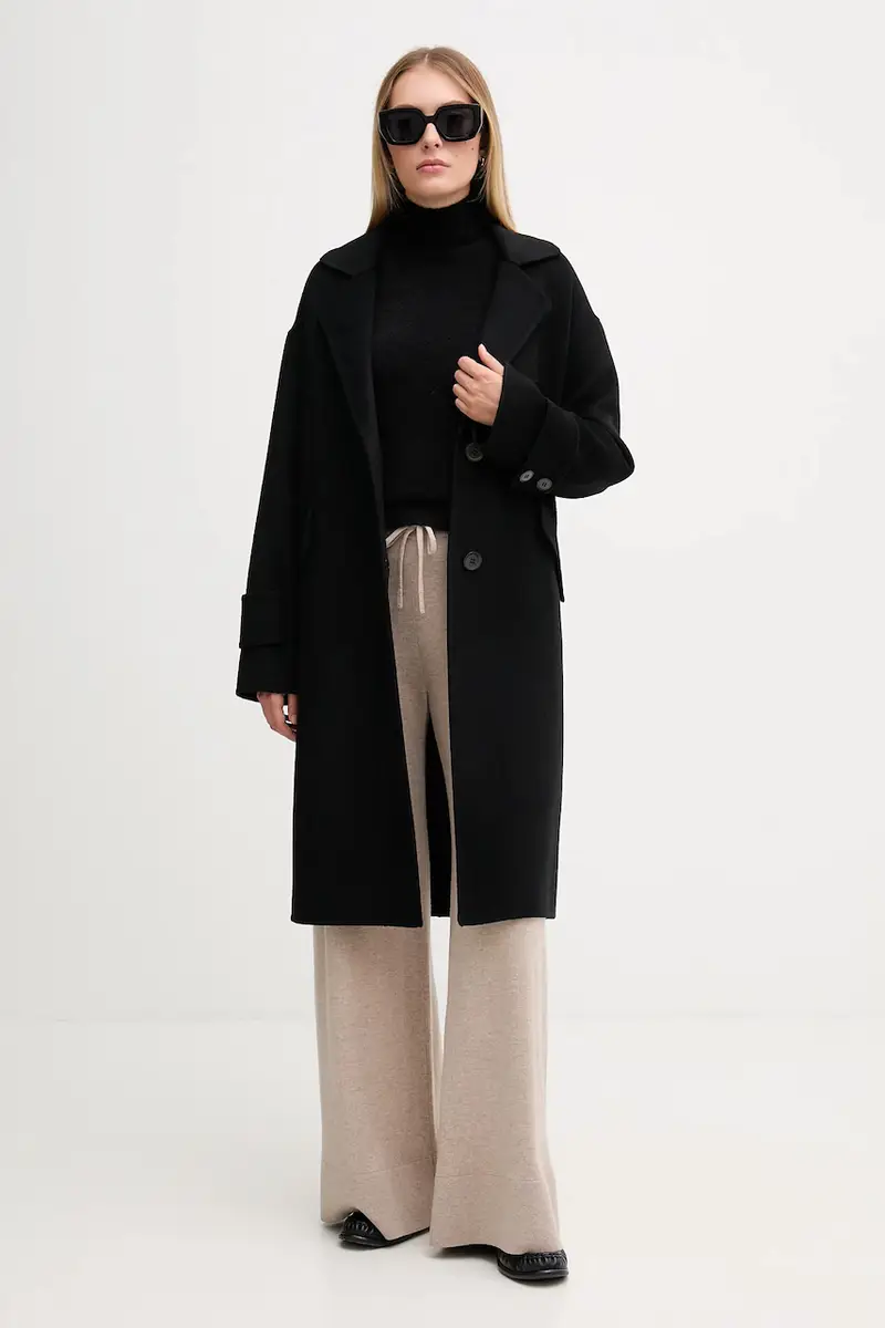 cappotto in lana colore nero 5026-1000-93348 miniatura 2