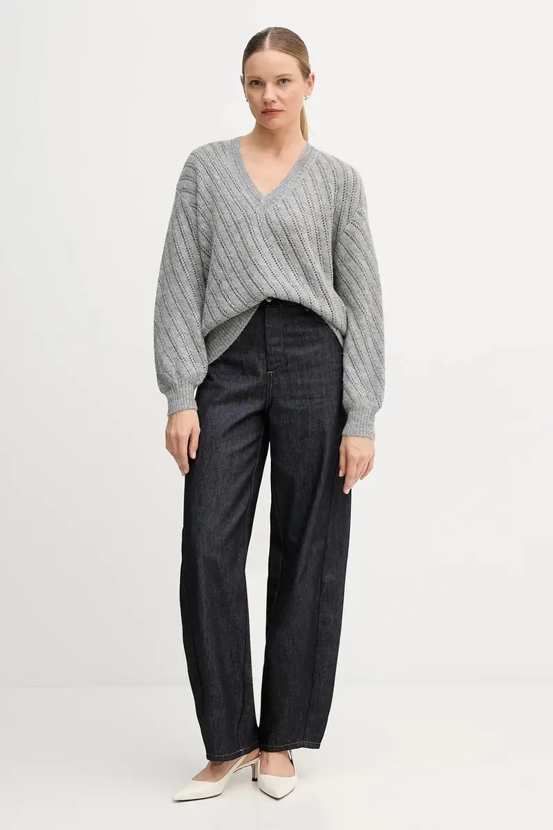 maglione in misto lana donna colore grigio 8042-8000-82096 miniatura 2