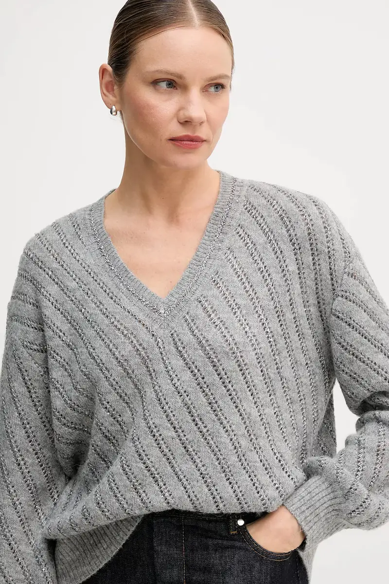 maglione in misto lana donna colore grigio 8042-8000-82096 miniatura 4