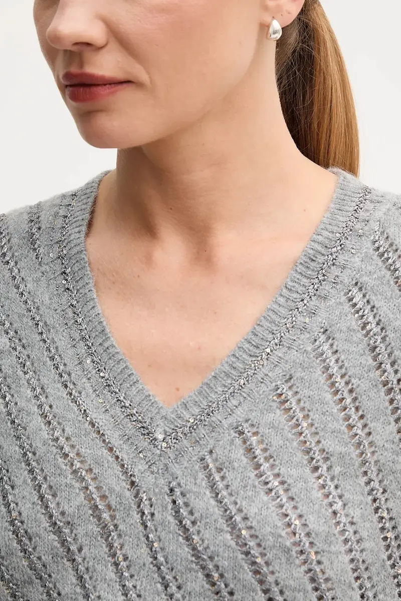 maglione in misto lana donna colore grigio 8042-8000-82096 miniatura 5