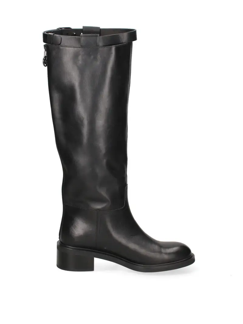 Stivali in pelle con cinturino NERO