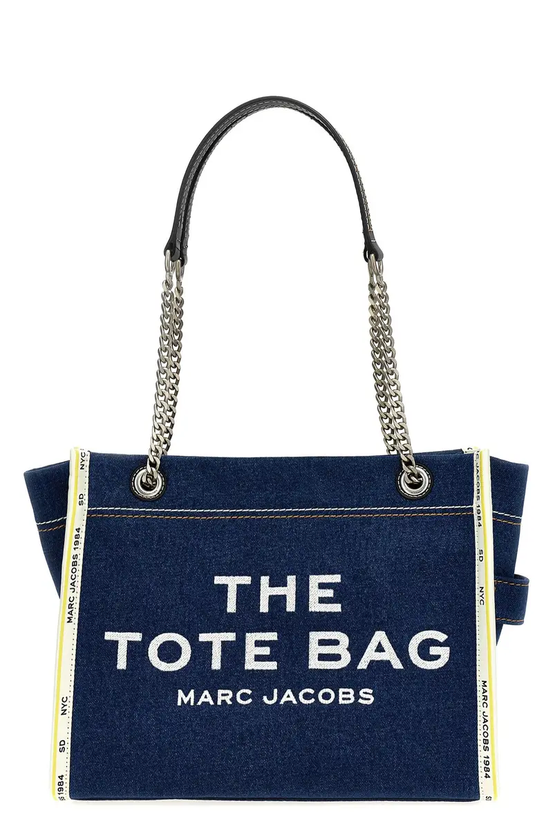Borsa A Spalla The Denim Chain Medium Tote Blu
