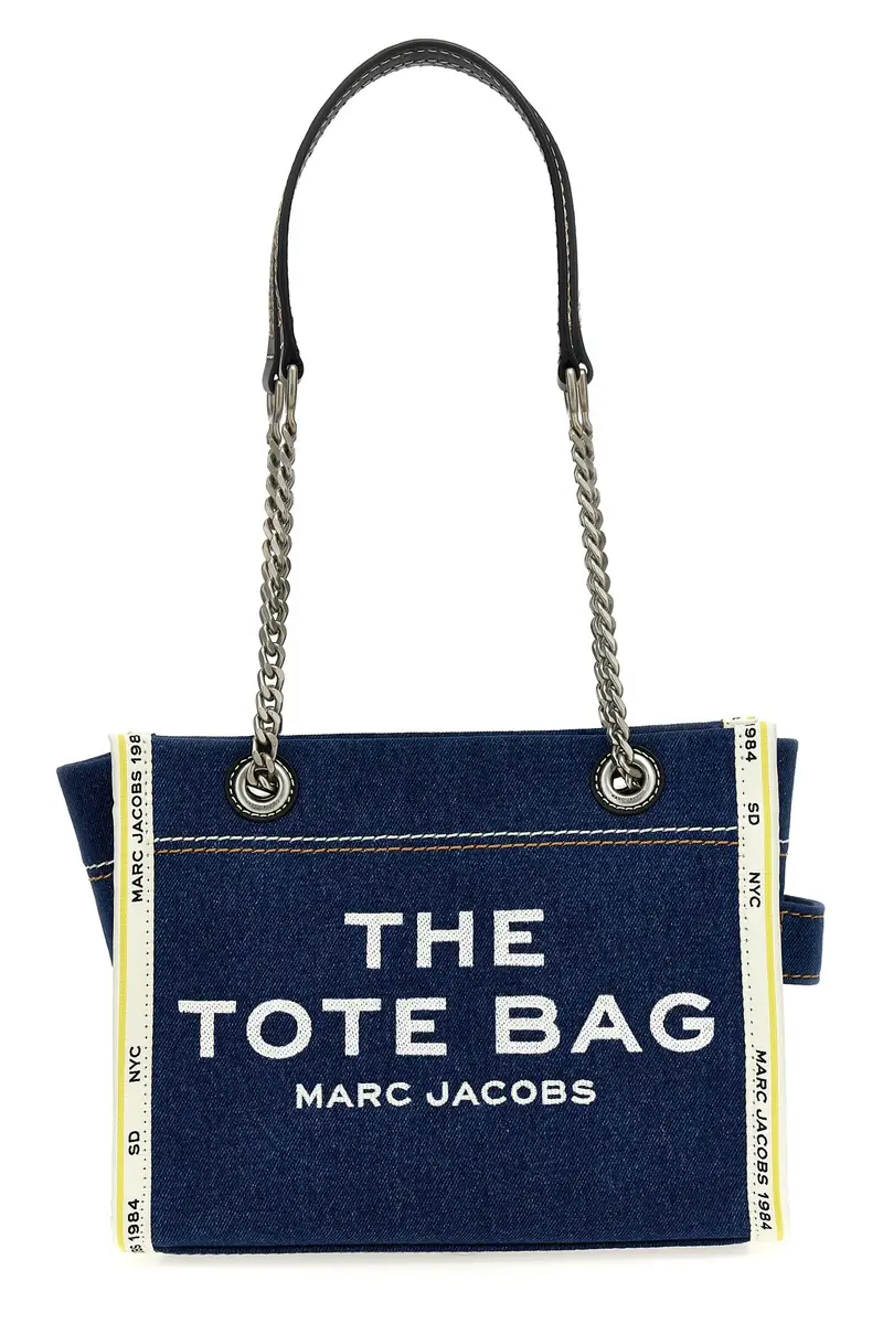 Borsa A Spalla The Denim Chain Small Tote Blu