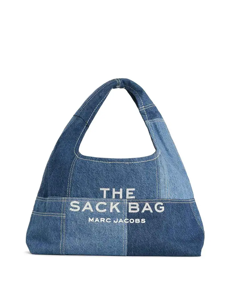 Borsa in denim blu patchwork Sack