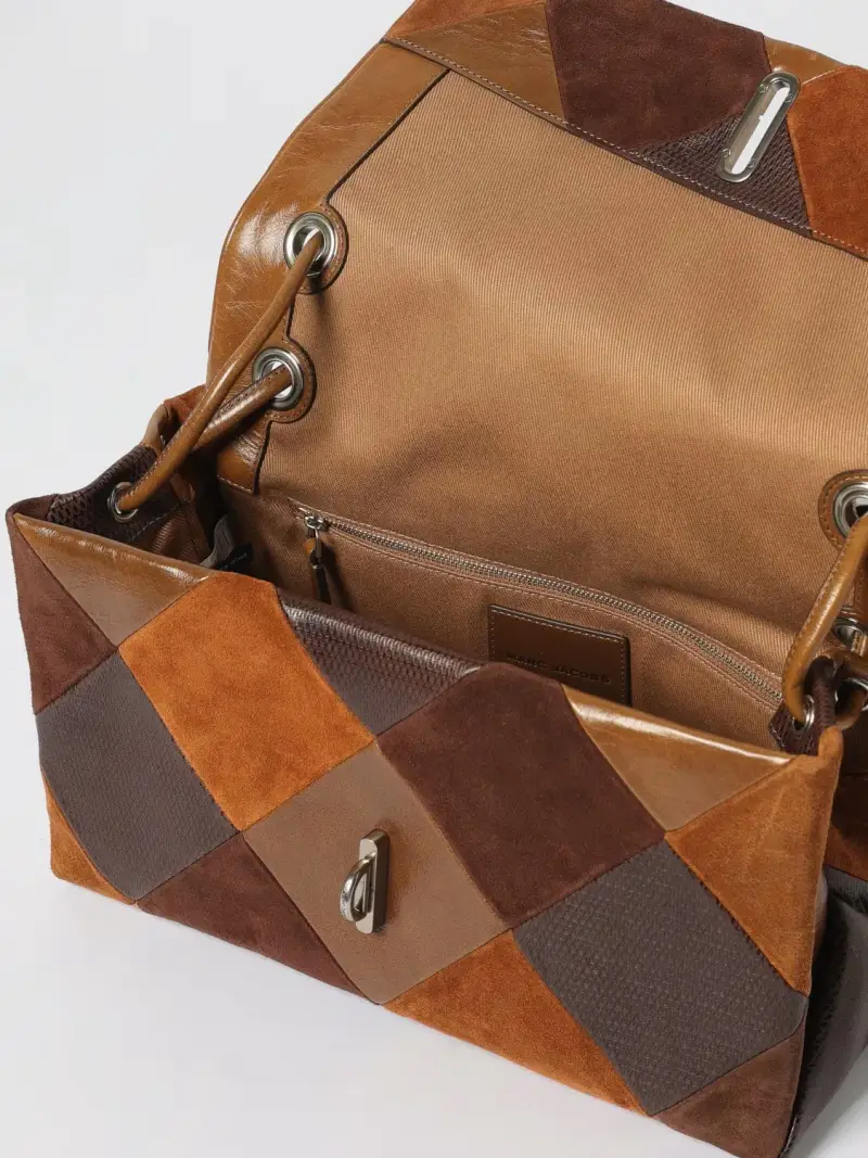 Marc Jacobs Borsa marrone in pelle con motivo a rombi miniatura 3