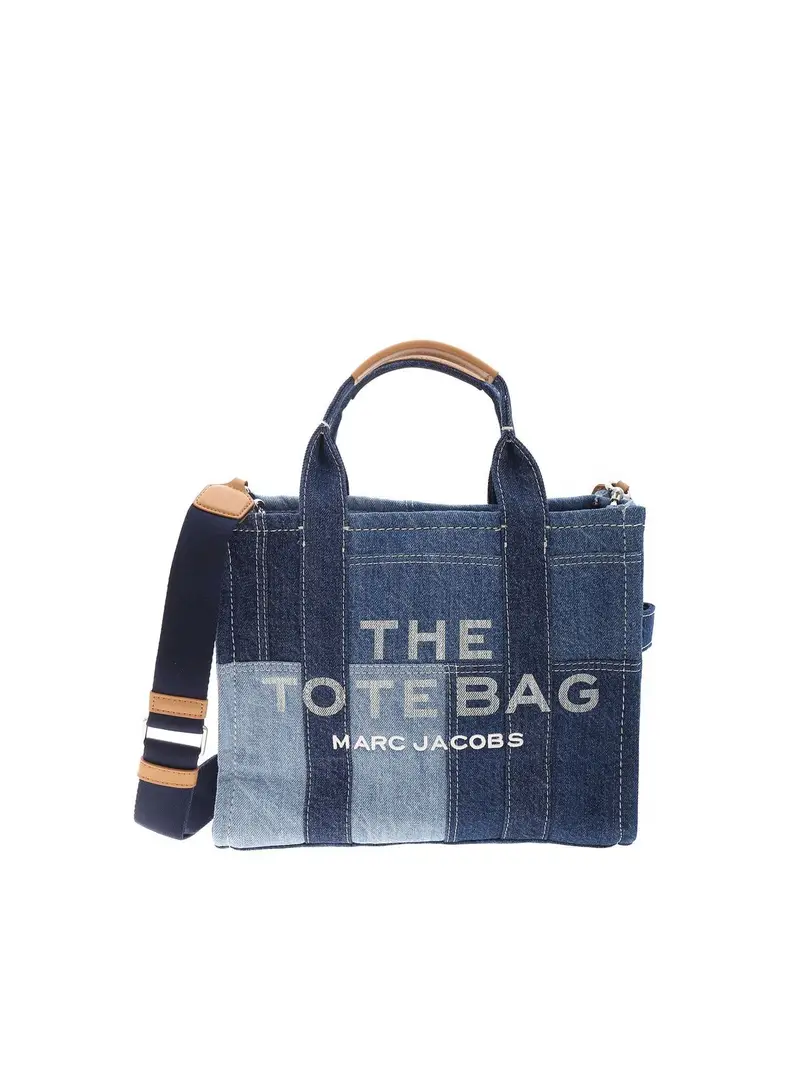 Borsa Tote media in denim blu