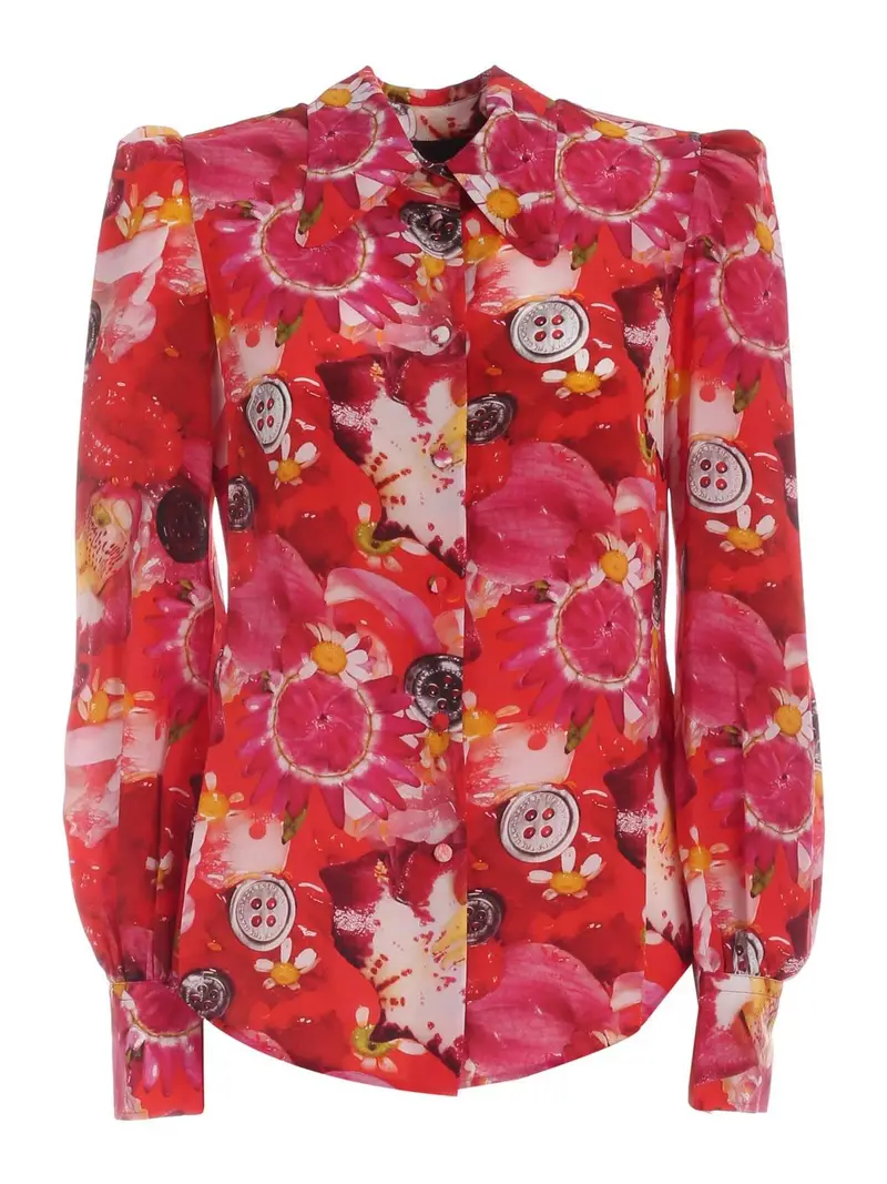 Camicia con stampa sui toni del rosso