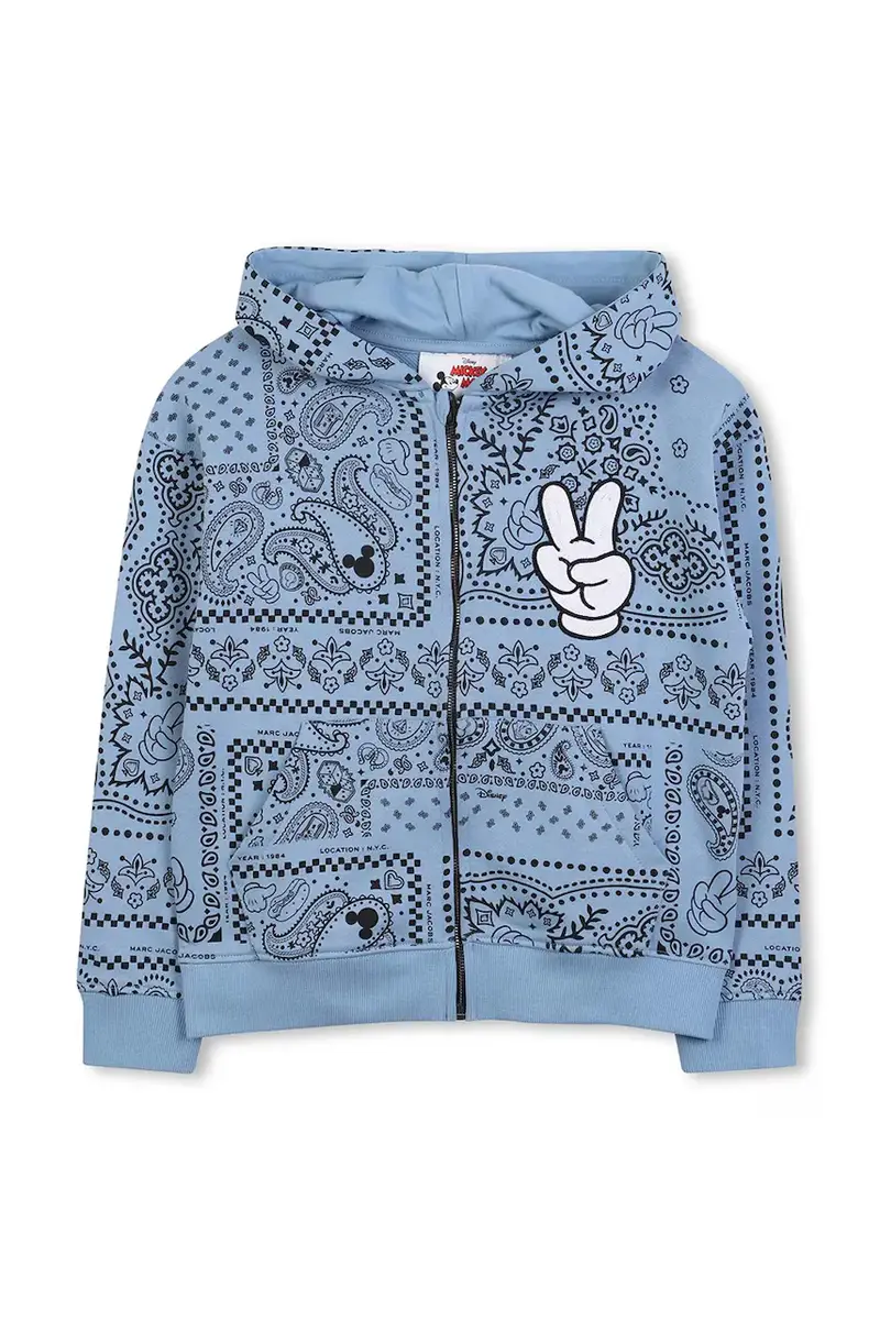 felpa in cotone bambino/a colore blu con cappuccio W60630 miniatura 2