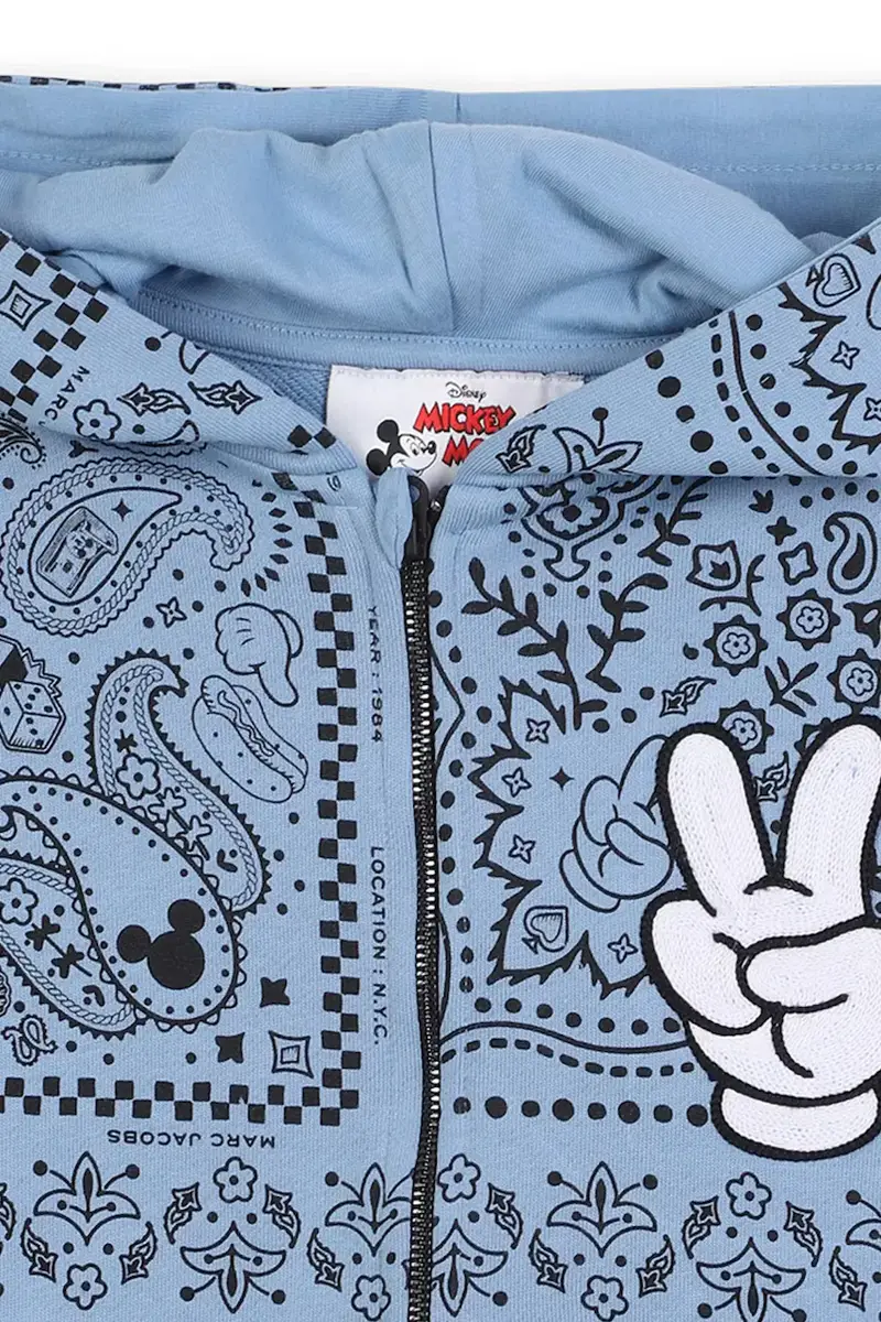 felpa in cotone bambino/a colore blu con cappuccio W60630 miniatura 4