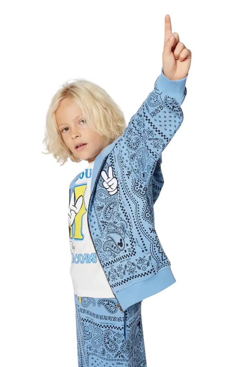 felpa in cotone bambino/a colore blu con cappuccio W60630