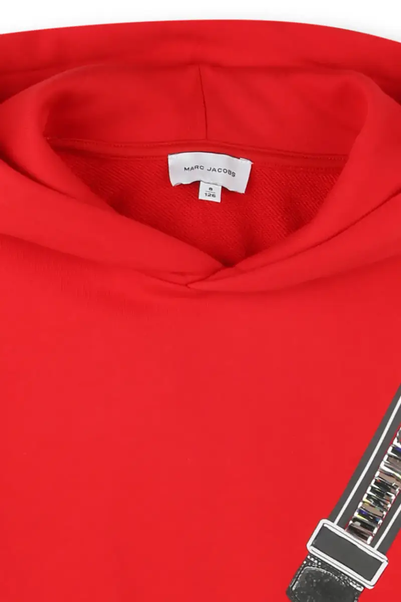 felpa in cotone bambino/a colore rosso con cappuccio W60568 miniatura 3