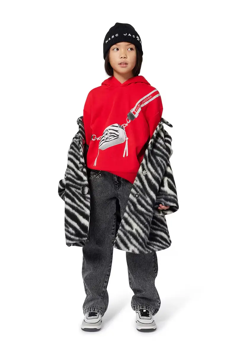 felpa in cotone bambino/a colore rosso con cappuccio W60568