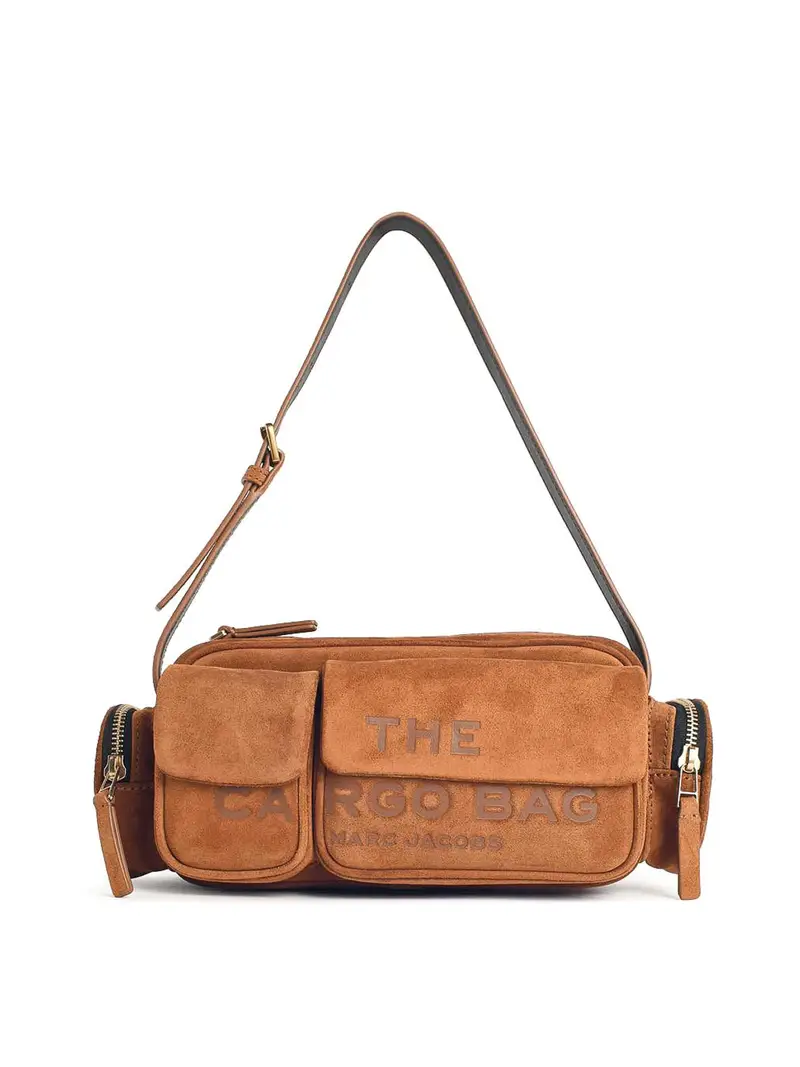 La borsa cargo in pelle scamosciata marrone