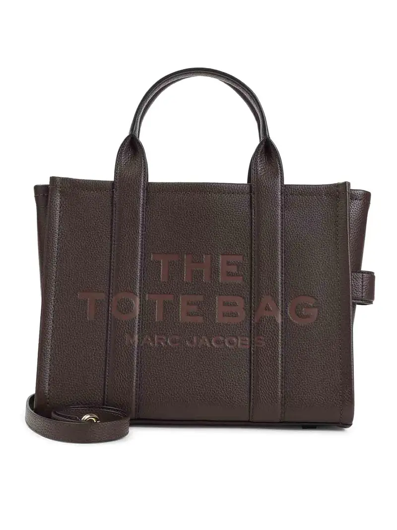La borsa tote media in pelle Beige