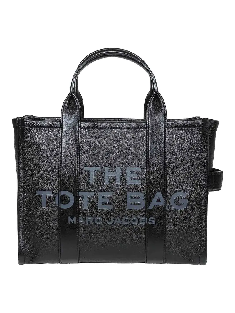 medium tote in pelle nera Nero