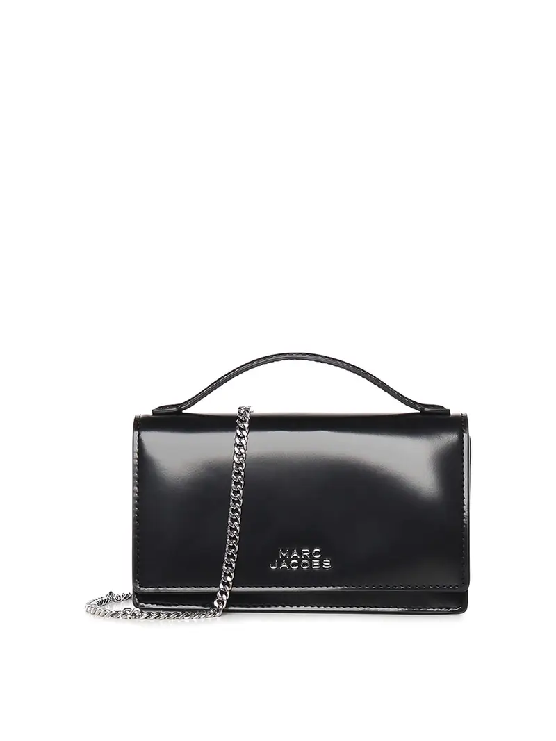 Mini borsa Glam in pelle specchiata Nero