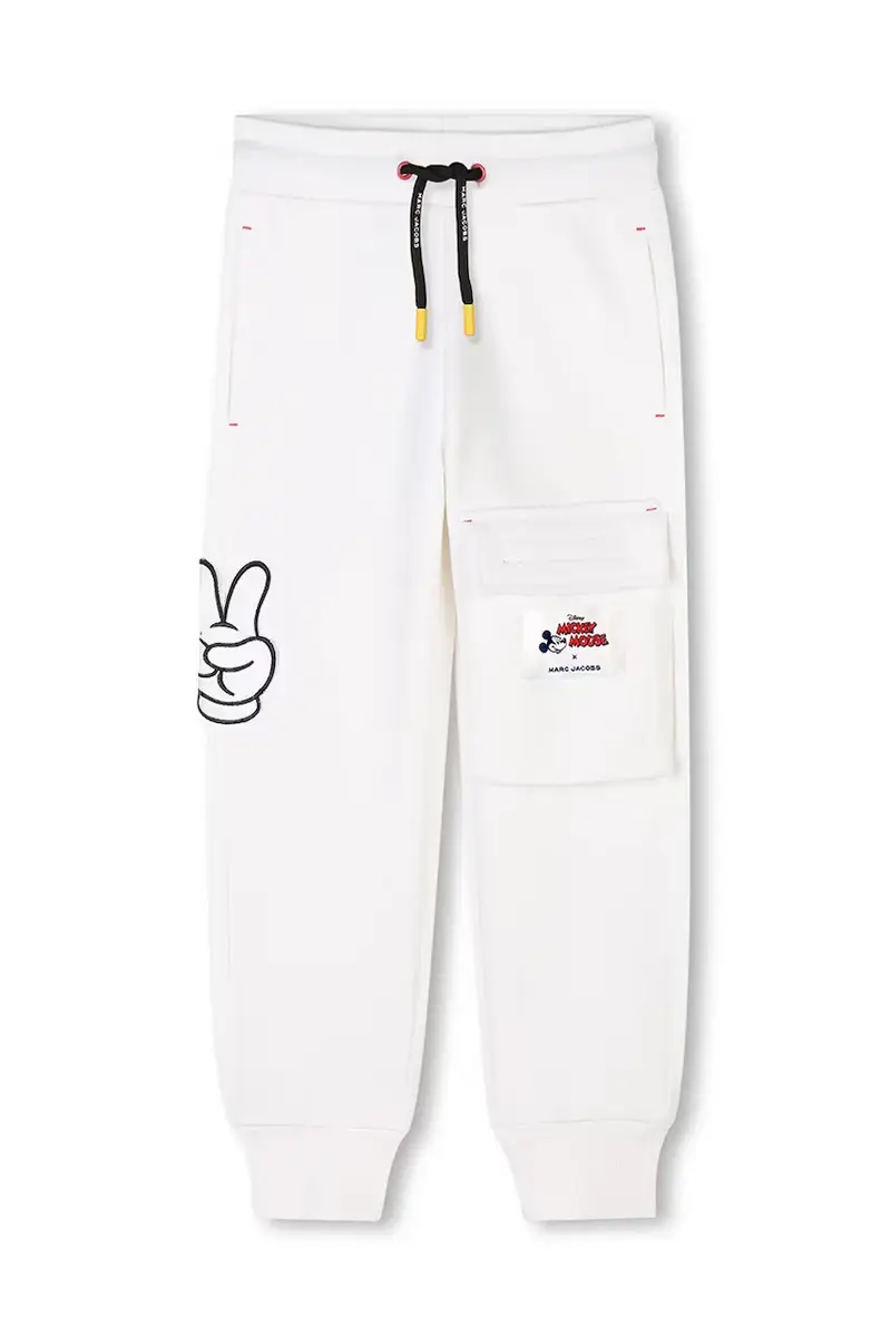 pantaloni tuta in cotone bambino/a x Disney colore beige con applicazione W60466