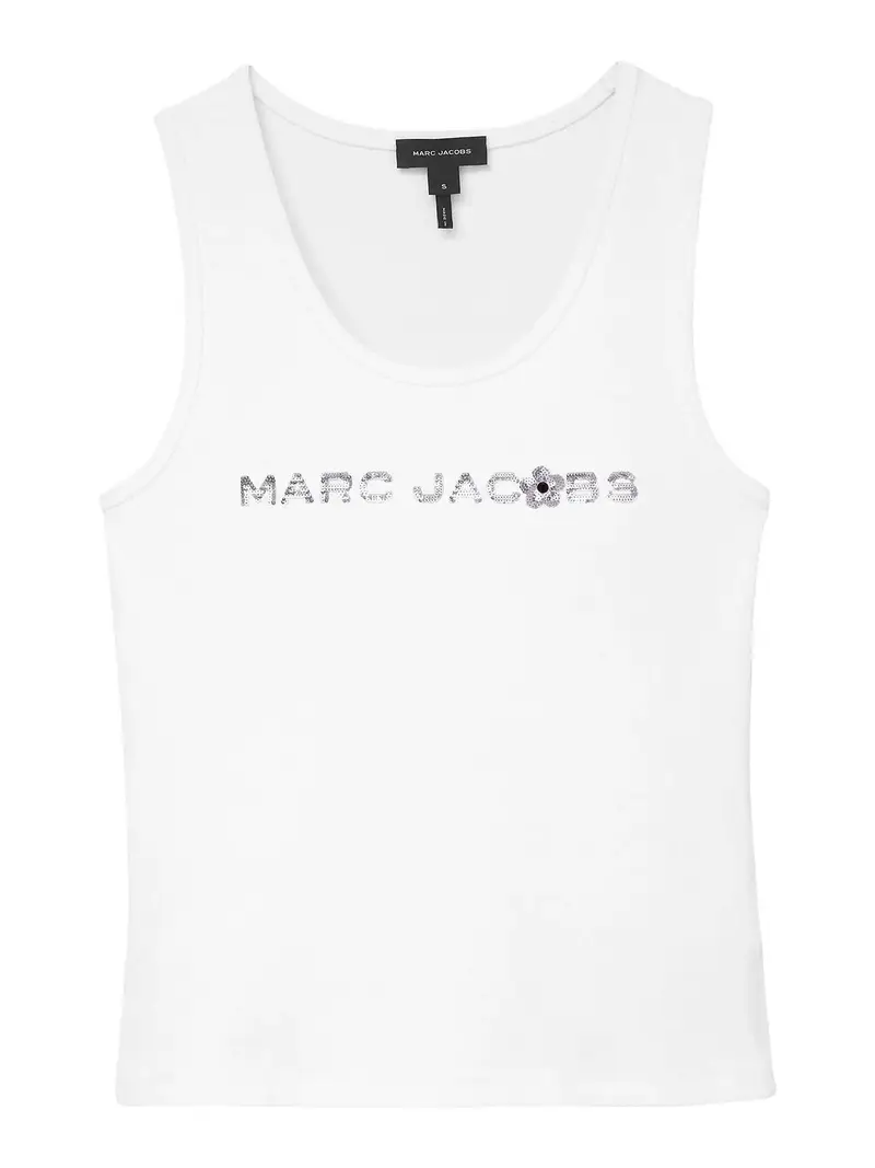 Tank Desy di paillettes Bianco