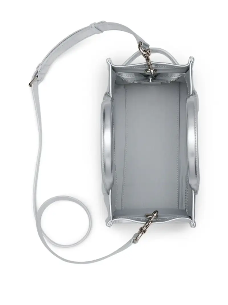 The Metallic Leather Small Tote Bag ARGENTO miniatura 2