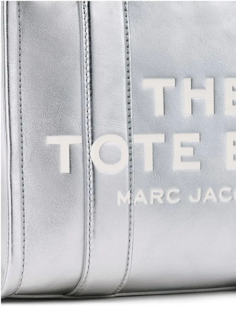 The Metallic Leather Small Tote Bag ARGENTO miniatura 3