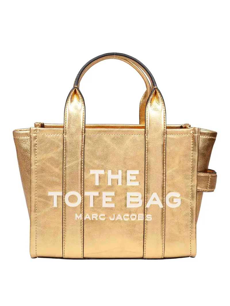 The Small Tote In Pelle Laminata Colore Gold Oro