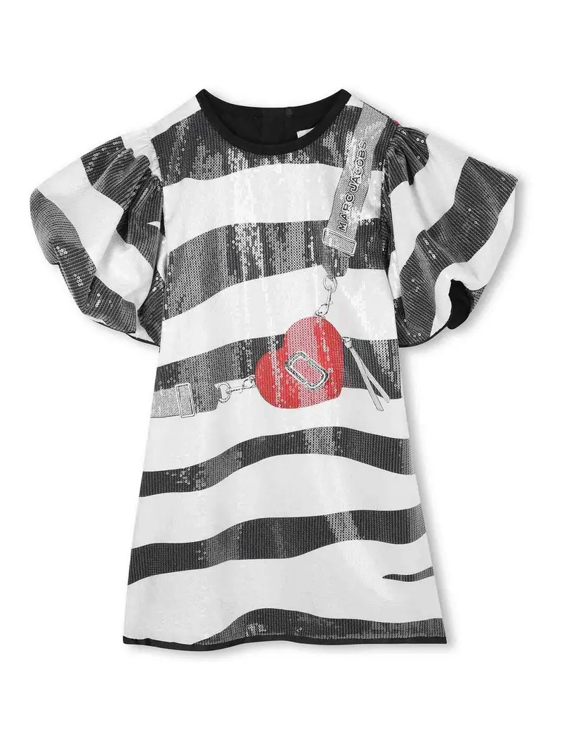 Vestito A Righe Con Paillettes Nero