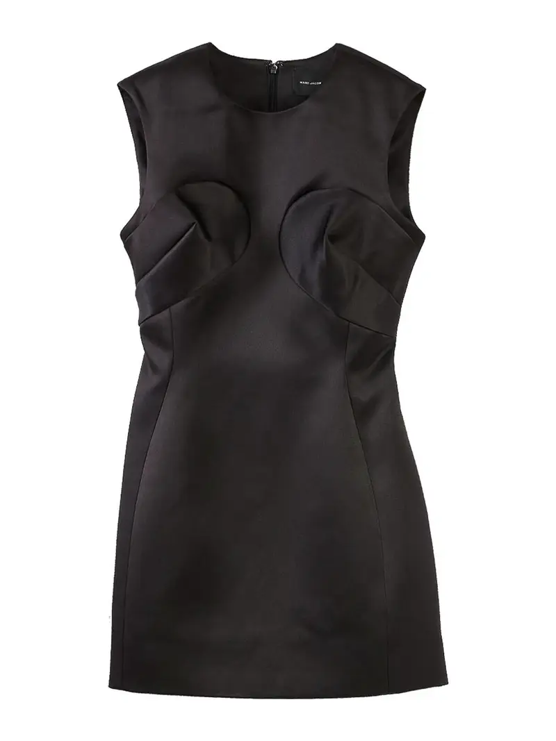 Vestito di raso cucito Nero