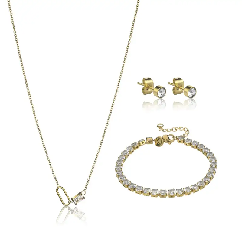 Collana e orecchini in acciaio inox donna Marc Lauder Bomarzo