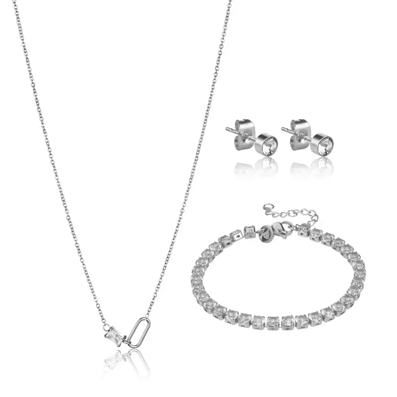 Collana e orecchini in acciaio inox donna Marc Lauder Bomarzo