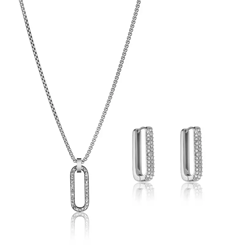 Collana e orecchini in acciaio inox donna Marc Lauder Ciampino