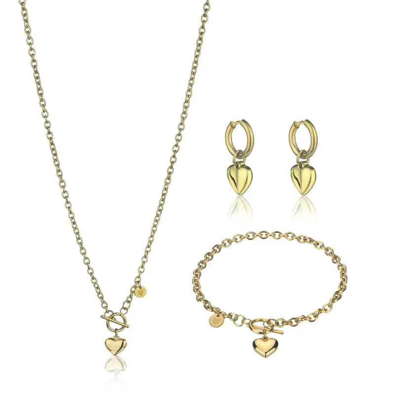 Collana e orecchini in acciaio inox donna Marc Lauder Love