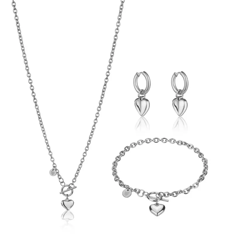 Collana e orecchini in acciaio inox donna Marc Lauder Love