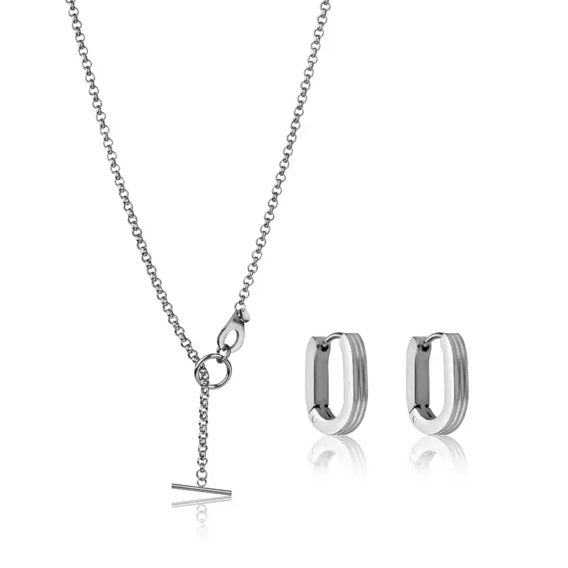 Collana e orecchini in acciaio inox donna Marc Lauder Rieti