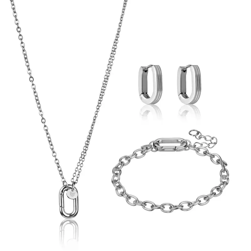 Collana e orecchini in acciaio inox donna Marc Lauder Teramo