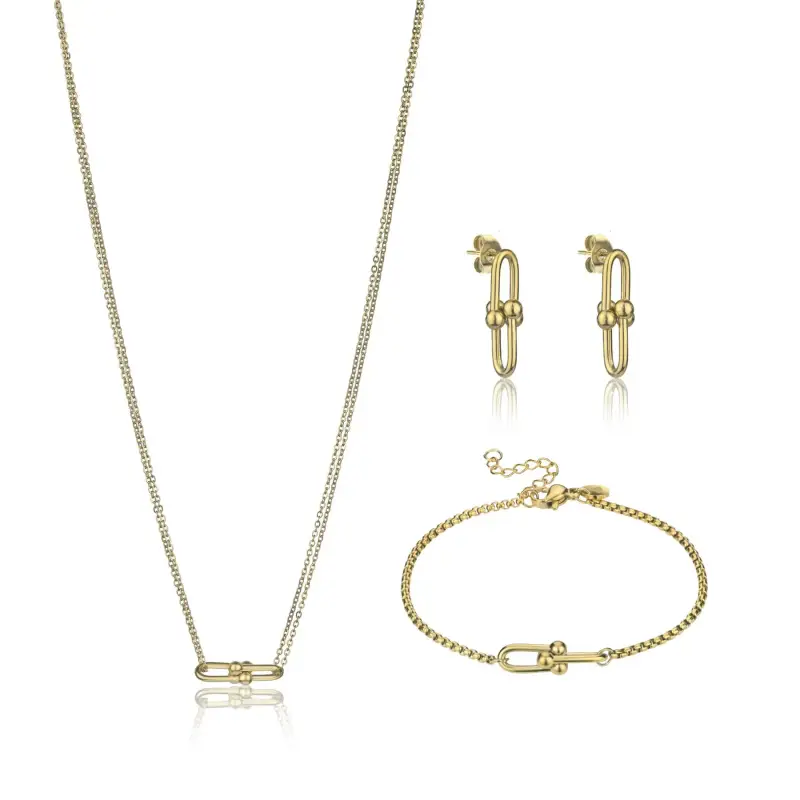 Collana e orecchini in acciaio inox donna Marc Lauder Terni