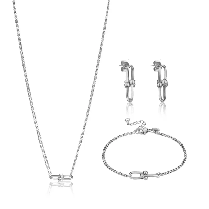 Collana e orecchini in acciaio inox donna Marc Lauder Terni