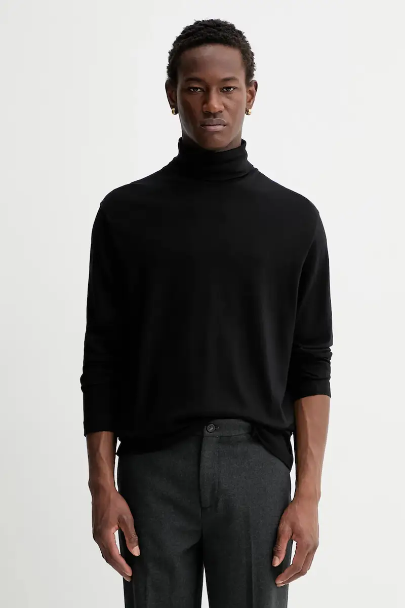 camicetta a maniche lunghe con lana colore nero 530203252088