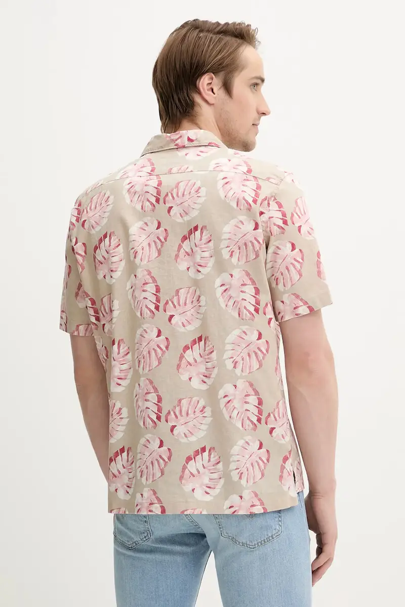 camicia di lino colore beige 524736941062 miniatura 3