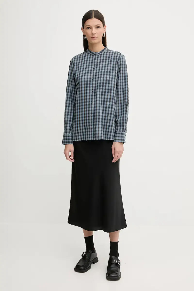 camicia in cotone donna colore blu 511111042519 miniatura 2