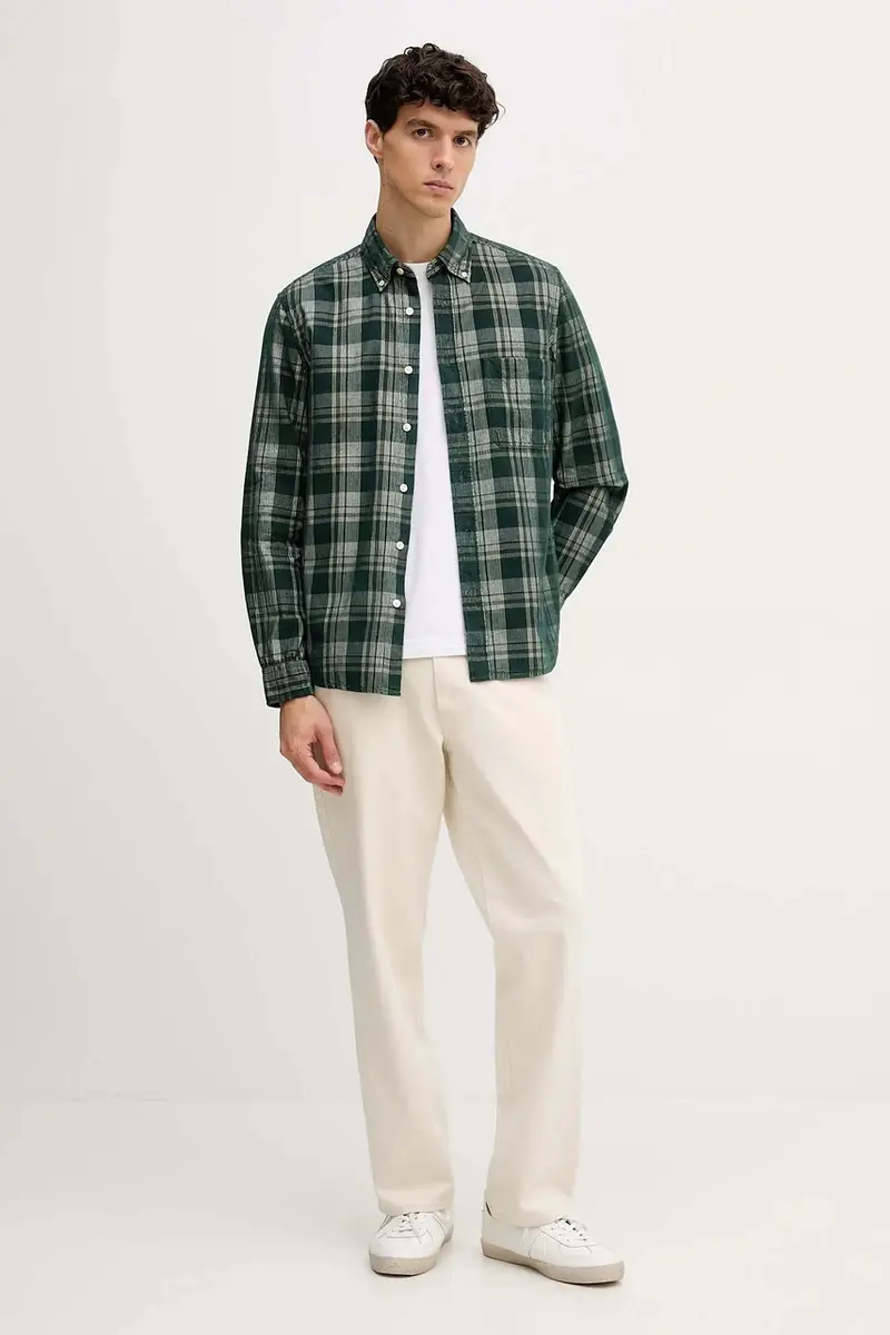 camicia in cotone uomo 529739742058 Verde miniatura 2