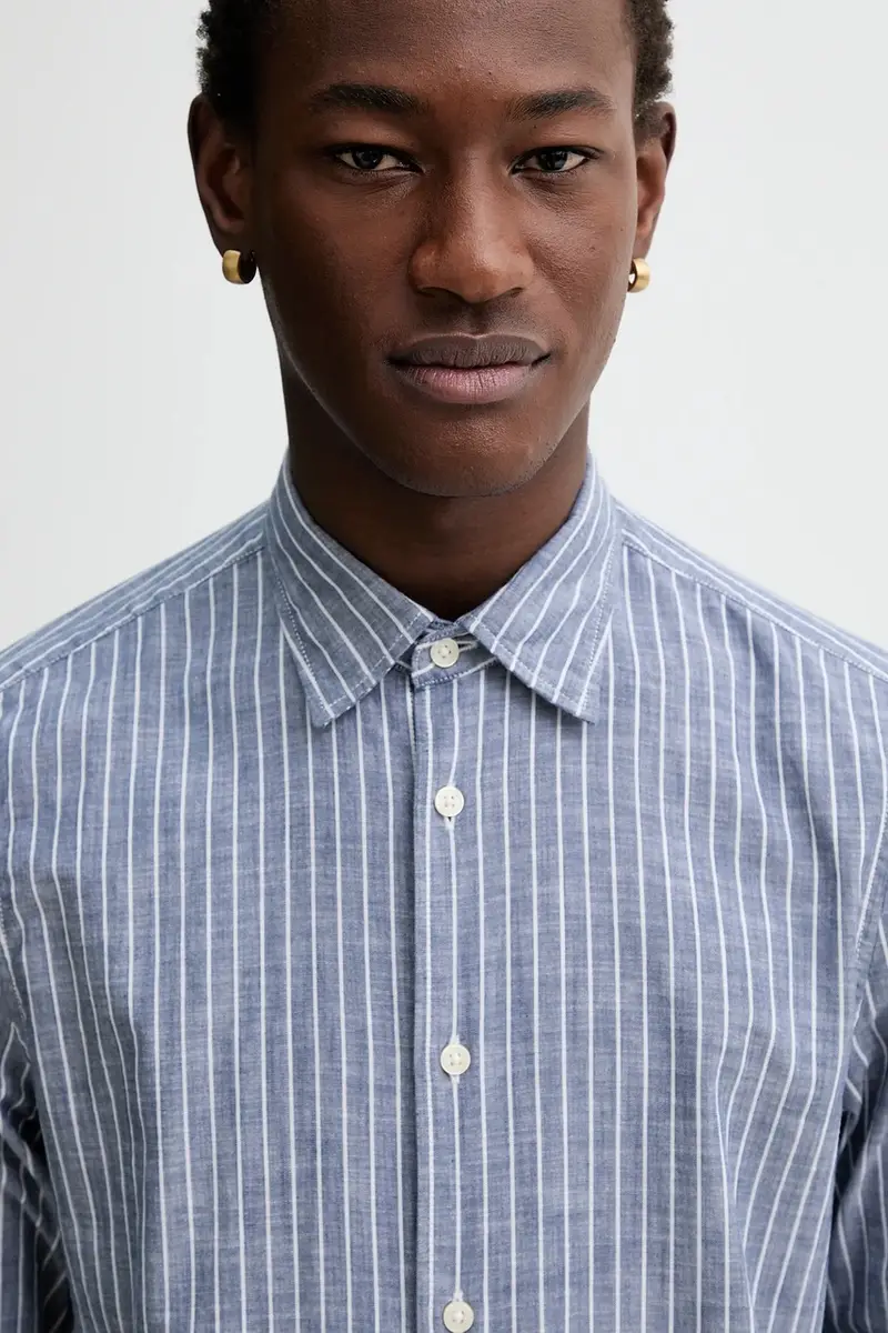 camicia in cotone uomo colore blu M26721042358 miniatura 4