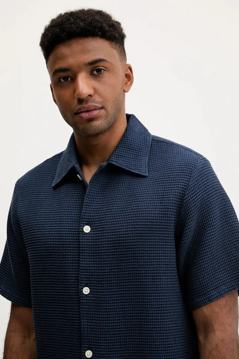 camicia in cotone uomo colore blu navy 5000006546 miniatura 4