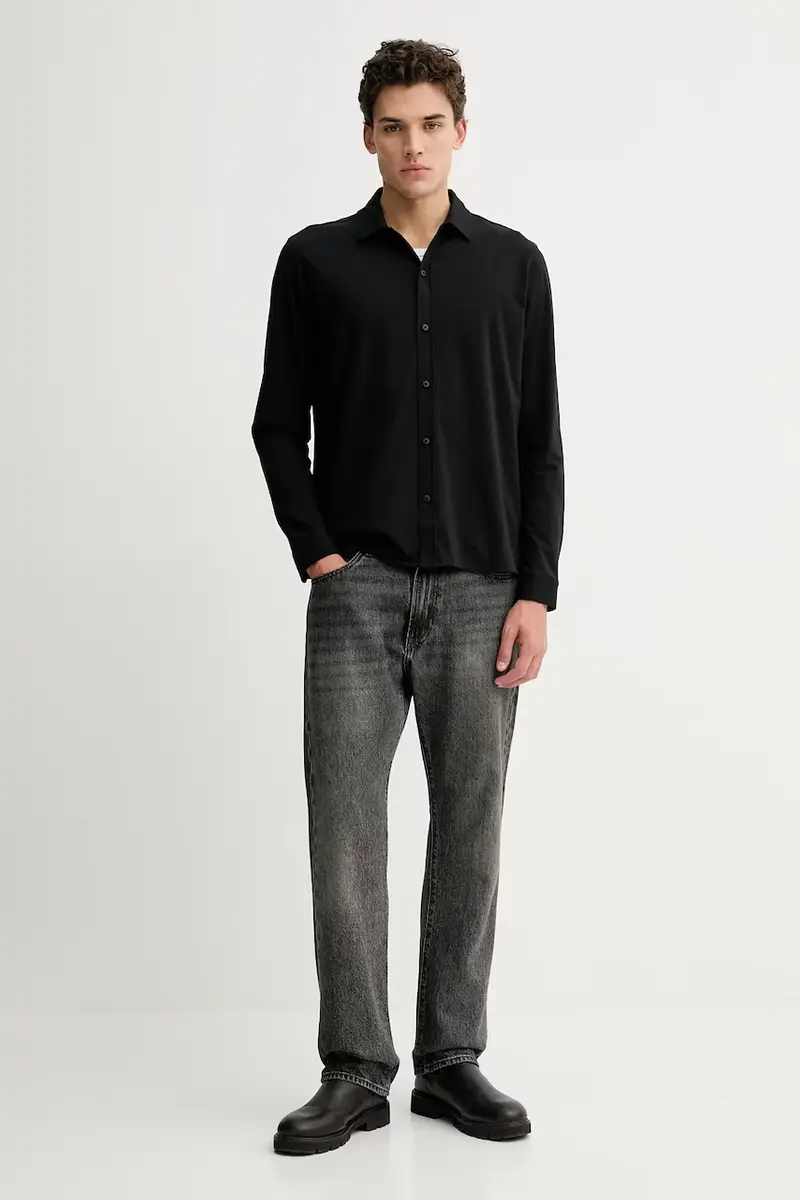 camicia in cotone uomo colore nero 5000007708 miniatura 2