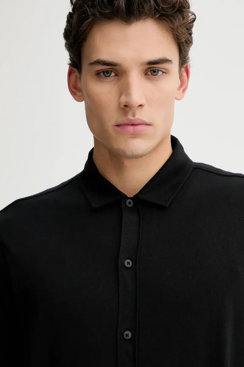 camicia in cotone uomo colore nero 5000007708 miniatura 4