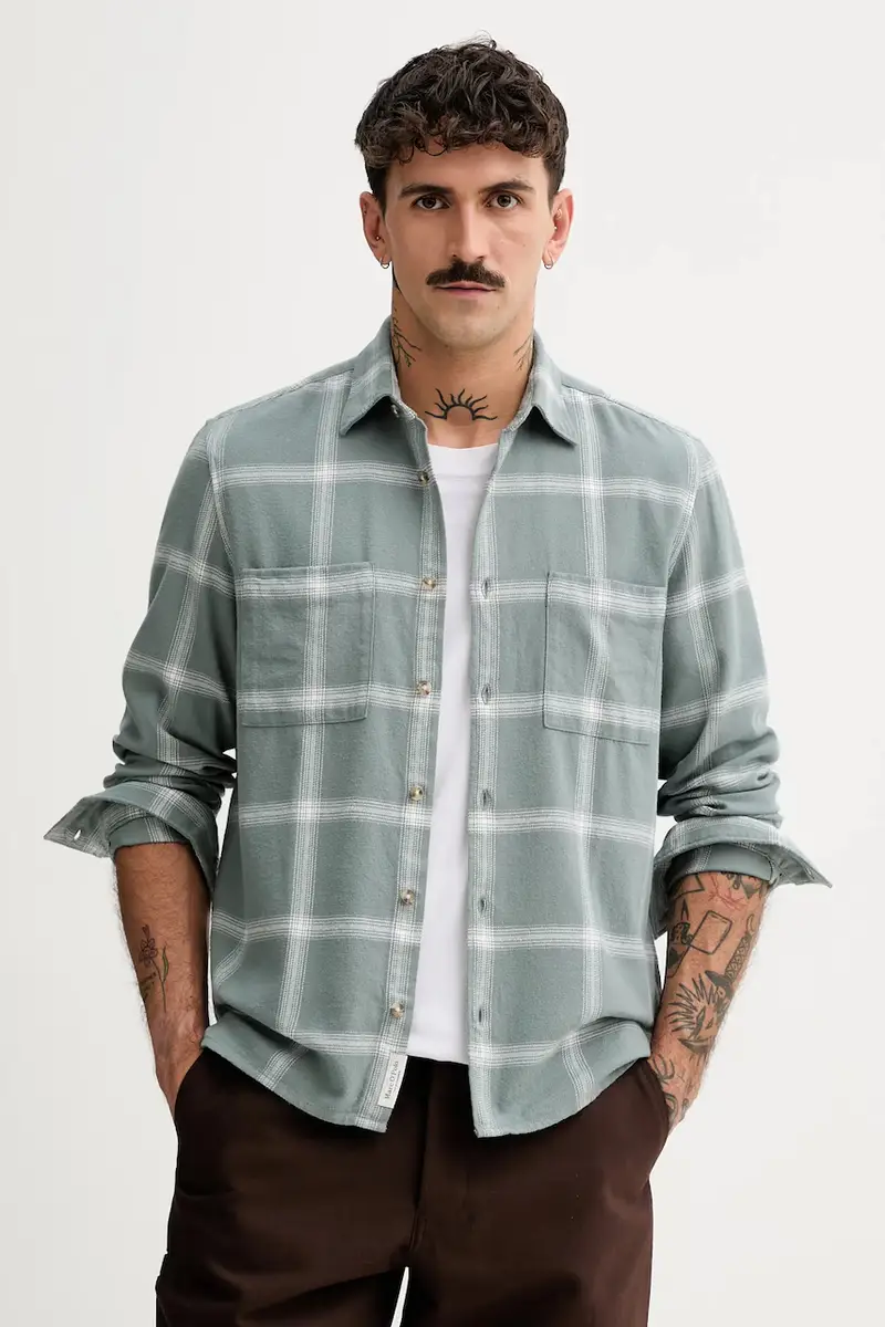 camicia in cotone uomo colore verde 530734042108